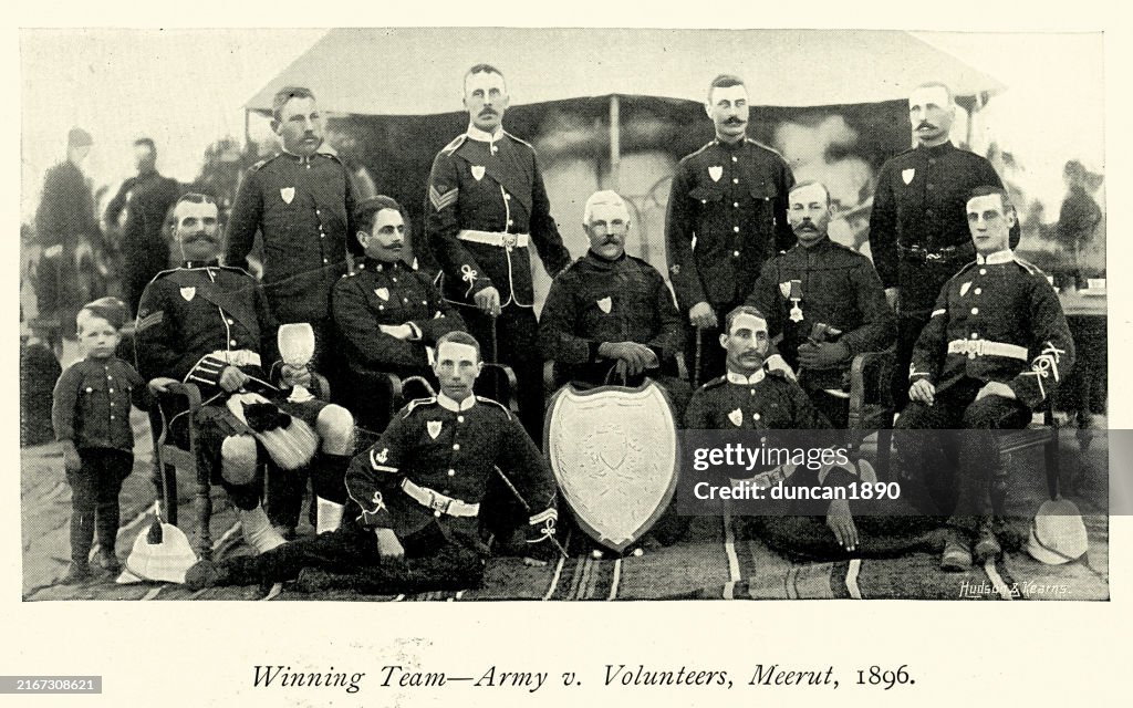 British Army Soldiers Shooting Musketry Competition Meerut Victorian