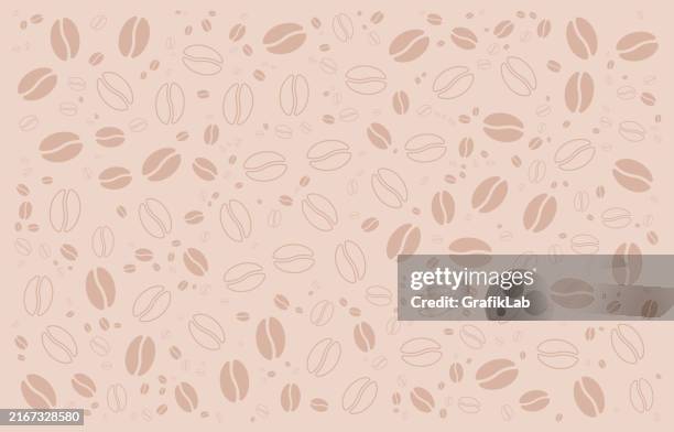 seamless coffee bean pattern on beige background - coffee beans background stock illustrations