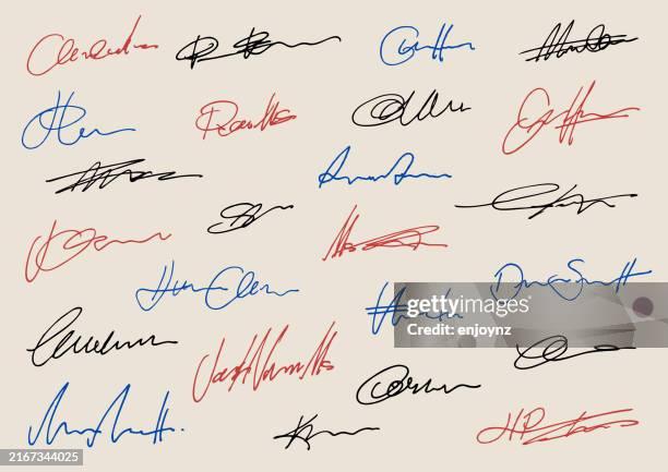 stockillustraties, clipart, cartoons en iconen met anonymous random vector signatures - handtekening