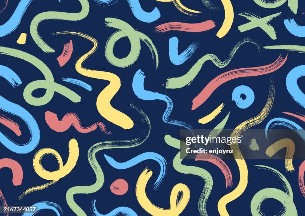 colorful seamless paint scribbles background - scribble background stock illustrations