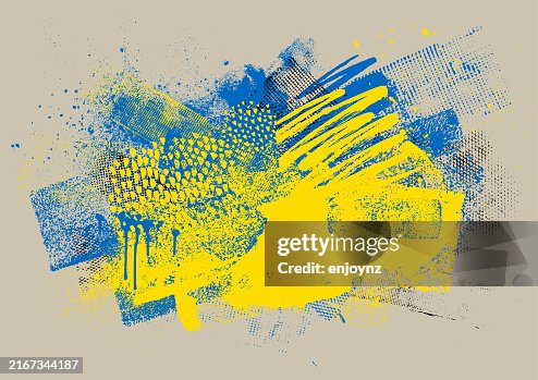 Colorful Ukrainian grunge textures and paint patterns vector Colorful Ukrainian grunge textures and paint patterns vector