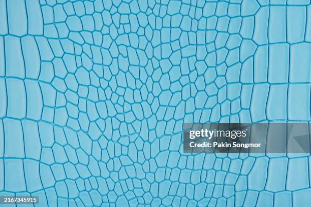 textured background of blue color crocodile leather artificial, skin pattern. - crocodile leather stock pictures, royalty-free photos & images