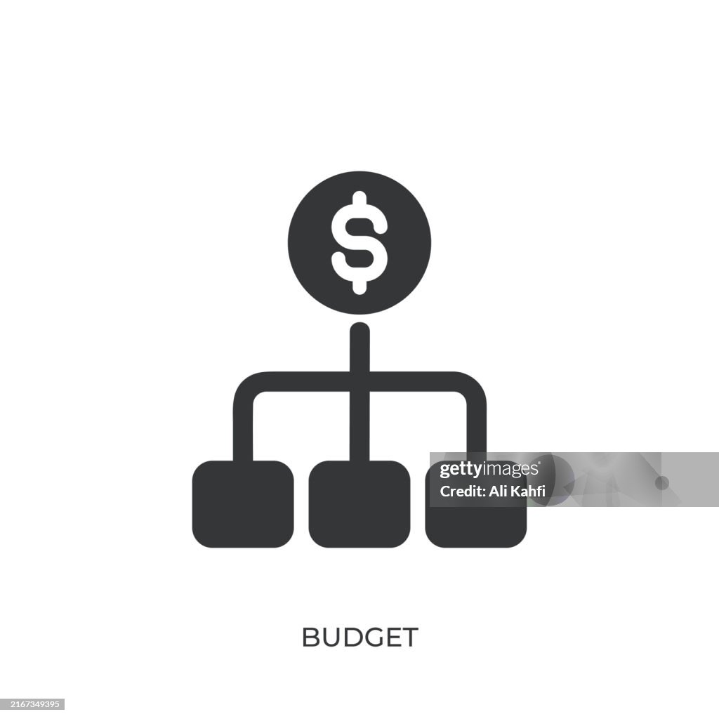 Budget glyph solid icon. Solid icon that can be applied anywhere, simple, pixel perfect and modern style
