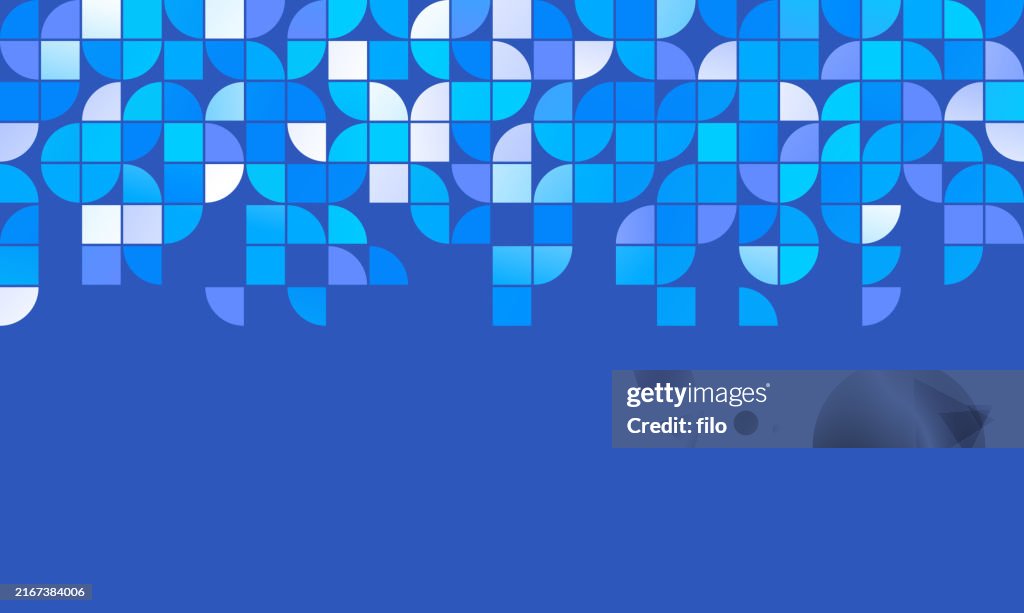 Winter Blue Modern Blocks Abstract Background Edge Frame Pattern