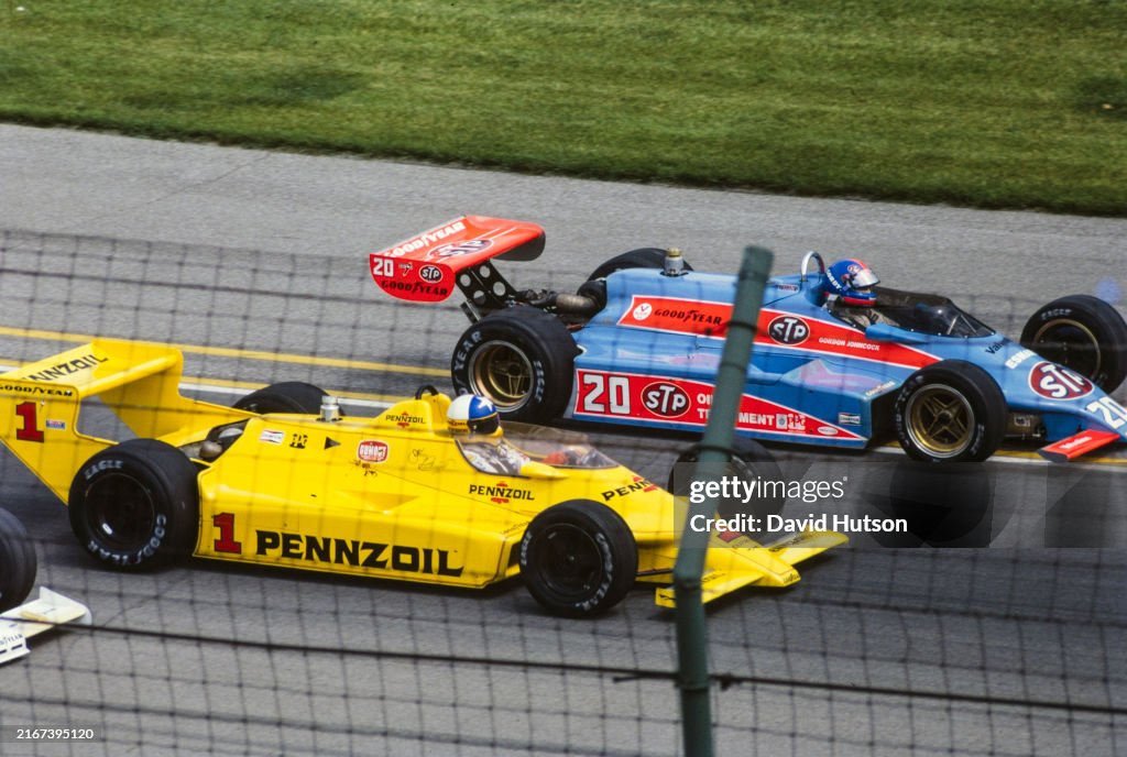 Indiana 181 Racers Gordon Johncock, Patrick Racing, Wildcat Mk8 Cosworth, alongside ...