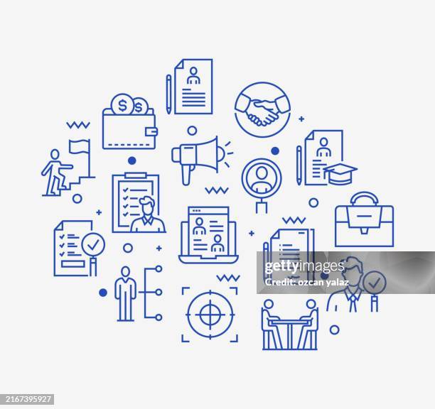 human resources line icon set - illustrationmanager,office,corporate business,development,recruiter, - application process stock illustrations