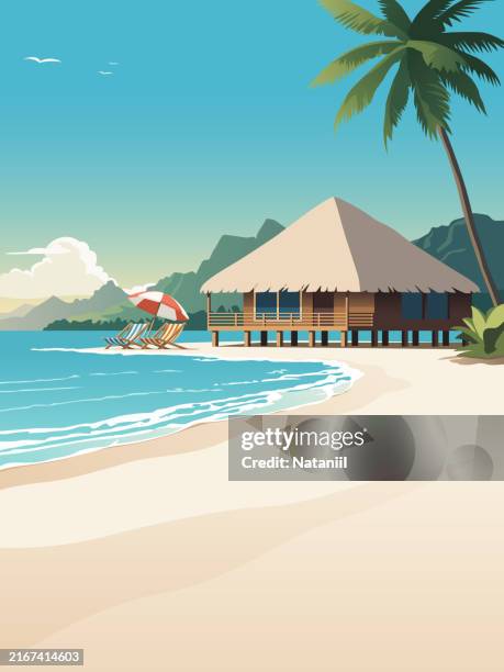 vacation - bora bora stock illustrations
