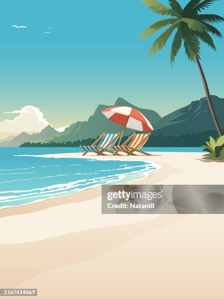 vacation - bora bora beach stock illustrations