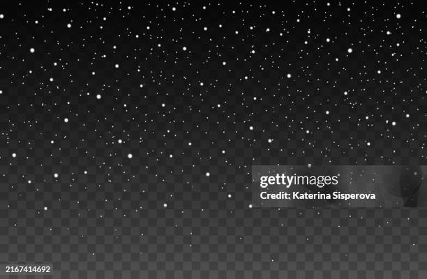 vector realistic falling snow vector overlay effect in seamless pattern on dark background - drop down stock illustrations