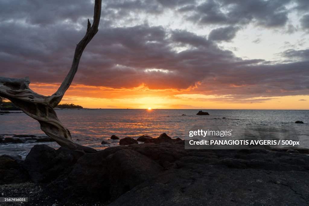 Scenic view of sea against sky during sunset,Hawaii,United States,USA