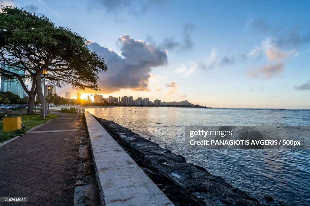 The sunset scenery of tai lake,Honolulu,Hawaii,United States,USA