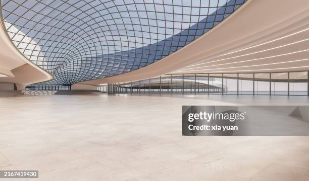empty hall in a modern architecture - airport warehouse stock pictures, royalty-free photos & images
