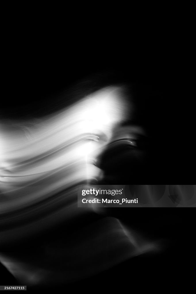 Woman portrait long exposure black and white