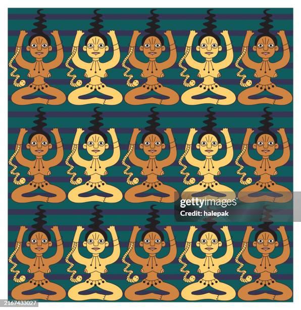 ilustrações de stock, clip art, desenhos animados e ícones de woman seamless pattern - padrão asteca