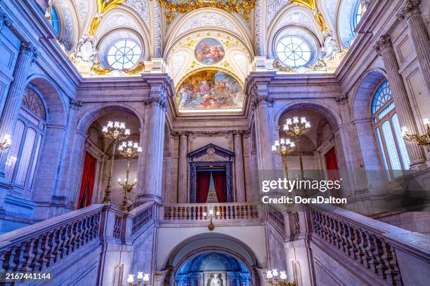 inside of the royal palace in madrid, spain - madrid royal palace stock pictures, royalty-free photos & images