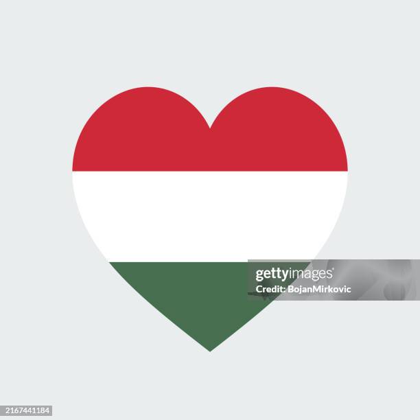 ungarn herz flagge. vektor - ungarn stock-grafiken, -clipart, -cartoons und -symbole