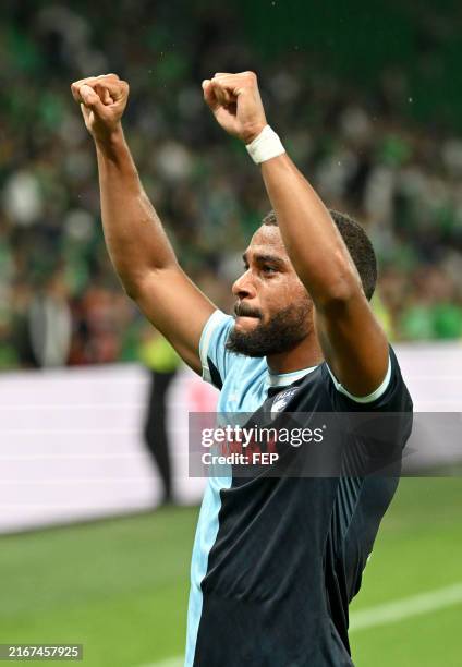 Samuel Emile GRANDSIR during the Ligue 1 MCDonald's match between Saint Etienne and Le Havre at Stade Geoffroy-Guichard on August 24, 2024 in...