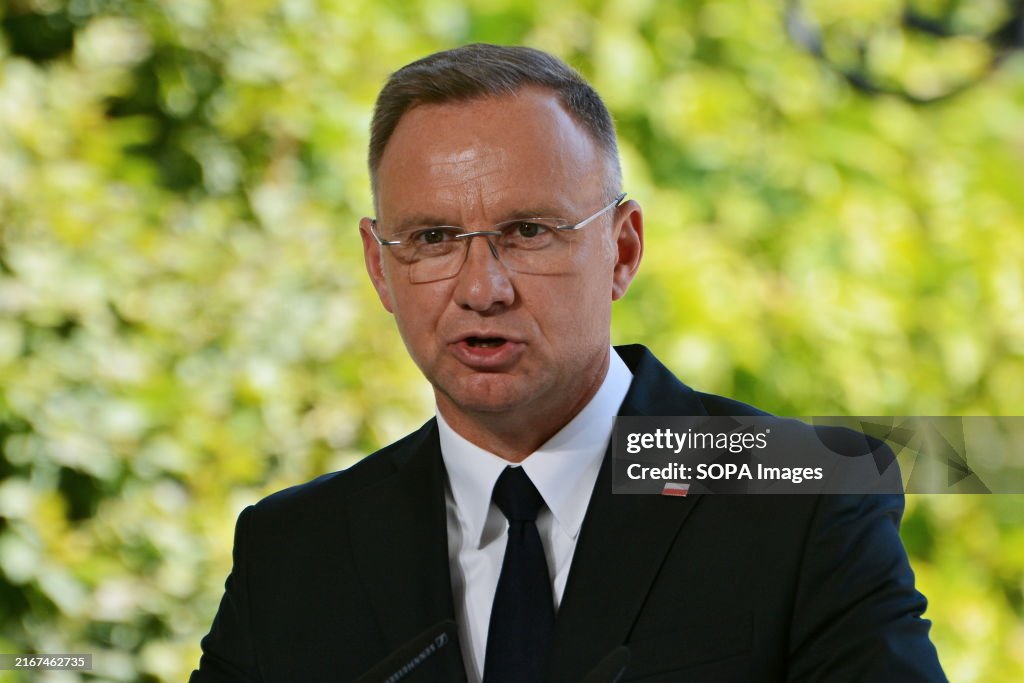 President of Poland, Andrzej Duda attends a joint briefing...