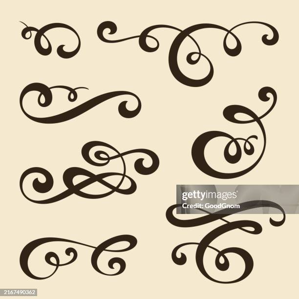 ilustrações de stock, clip art, desenhos animados e ícones de calligraphy scroll set - caligrafia