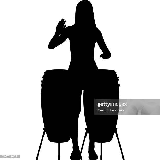 woman with congas - conga stock illustrations