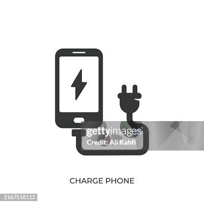 Charge phone glyph solid icon. Solid icon that can be applied anywhere, simple, pixel perfect and modern style Charge phone glyph solid icon. Solid icon that can be applied anywhere, simple, pixel perfect and modern style