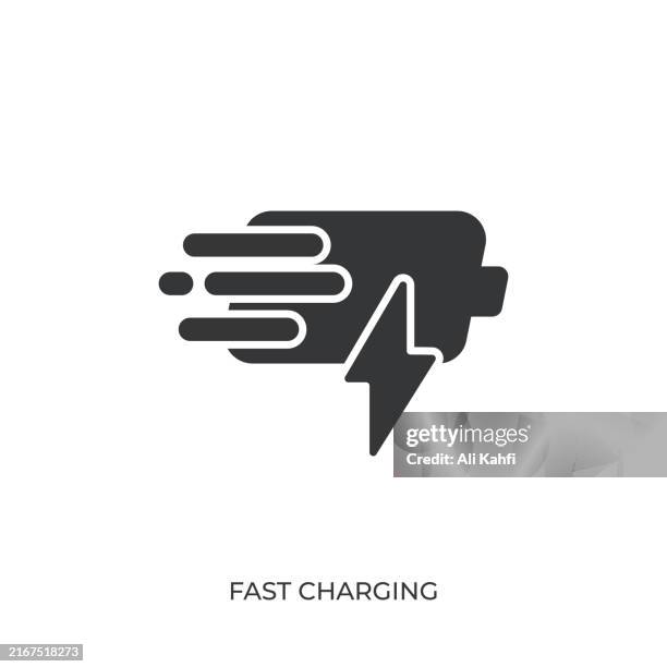 fast charging glyph solid icon. solid icon that can be applied anywhere, simple, pixel perfect and modern style - electric vehicle charging stock illustrations