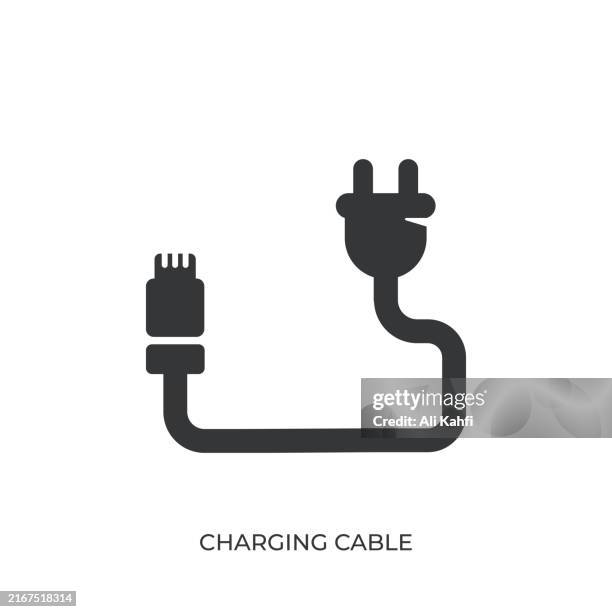 charging cable glyph solid icon. solid icon that can be applied anywhere, simple, pixel perfect and modern style - ethernet cable stock illustrations