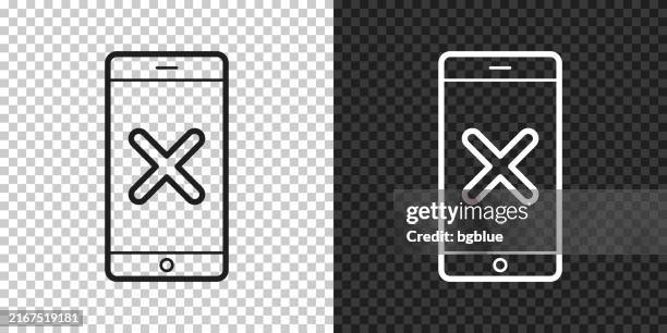 smartphone with cross mark. icon for design on blank background - error screen stock illustrations