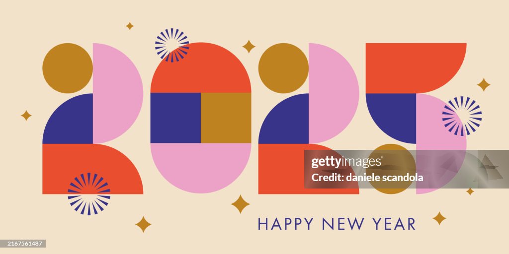 Happy New Year, poster, banner and card design.