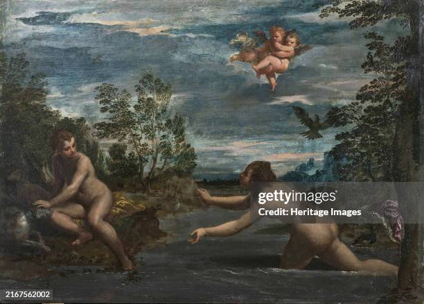 Salmacis and Hermaphroditus,circa 1615. Found in the Collection of the Galleria Borghese, Rome. Creator: Scarsellino ; Ippolito .