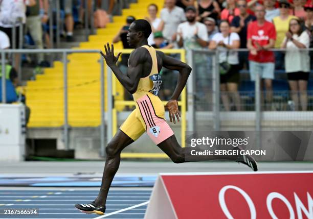 Canada's Marco Arop competes to win the men's 800m event of the Silesia Diamond League athletics meeting in Chorzow, Poland, on August 25, 2024.