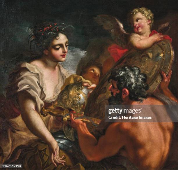 Vulcan hands Thetis the shield for Achilles, . Found in the Collection of the Private Collection. Creator: Balestra; Antonio .