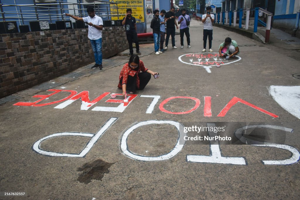 Doctors Protest Over Sexual Assault And Murder Of Kolkata Medical Via Murals In Kolkata