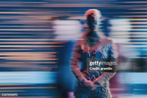 abstract block shaped avatar in vr environment - threats stock pictures, royalty-free photos & images