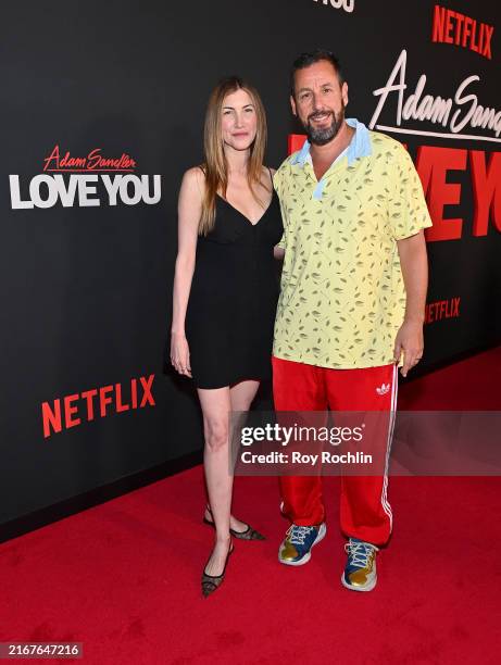Jackie Sandler and Adam Sandler attend the Adam Sandler: Love You Netflix NY Special Screening at The Paris Theatre on August 20, 2024 in New York...