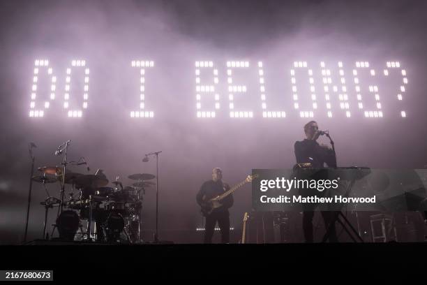 Massive Attack perform during the Act 1.5 concert at Clifton Downs on August 25, 2024 in Bristol, England. Long-time climate campaigners Robert Del...