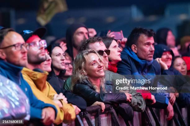 Fans look on as Massive Attack perform at Clifton Downs on August 25, 2024 in Bristol, England. Long-time climate campaigners Robert Del Naja and...