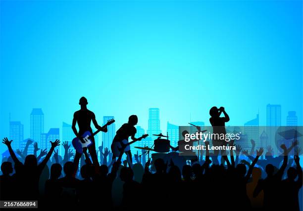 ilustraciones, imágenes clip art, dibujos animados e iconos de stock de atasco en la ciudad (cada persona está completa, los caminos de recorte ocultan las piernas) - música rock