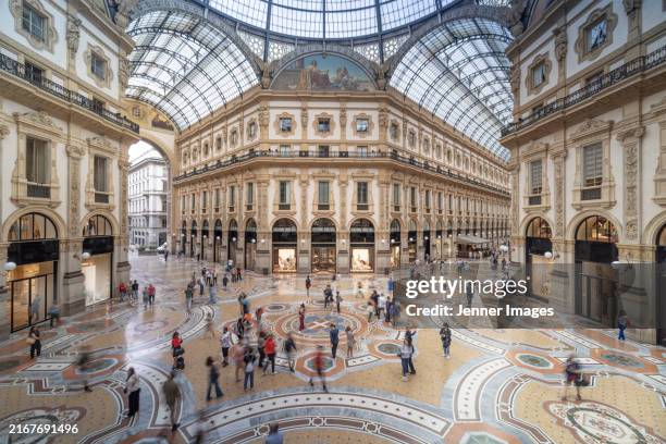 interior view of the galleria vittorio emanuele ii in milan, italy. - milan stock pictures, royalty-free photos & images