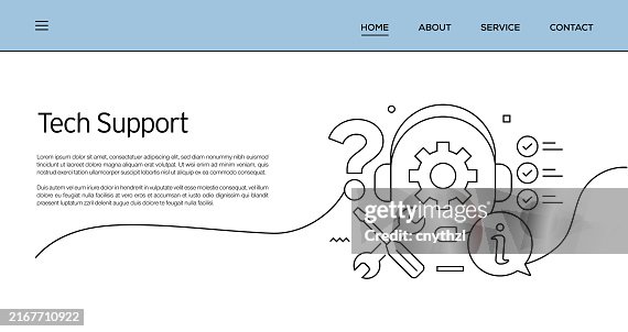 Vector Set Of Illustration Tech Support Concept Line Art Style ...