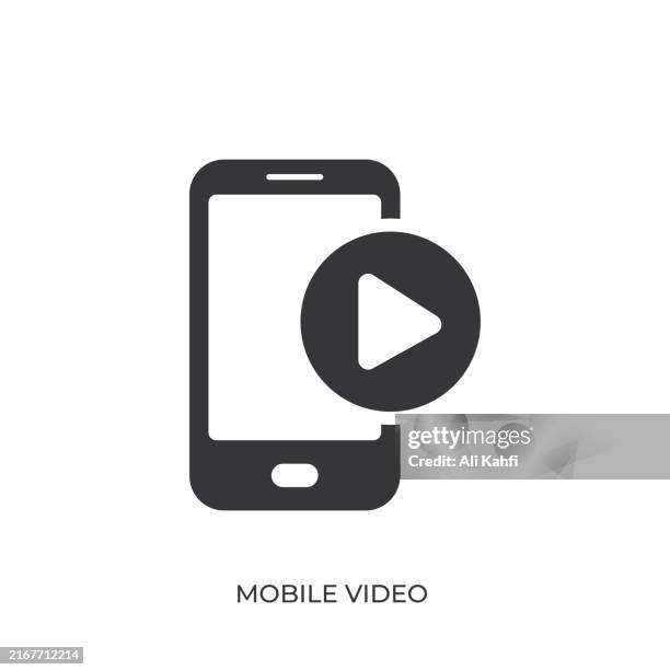 stockillustraties, clipart, cartoons en iconen met mobile video glyph solid icon. solid icon that can be applied anywhere, simple, pixel perfect and modern style - filmen