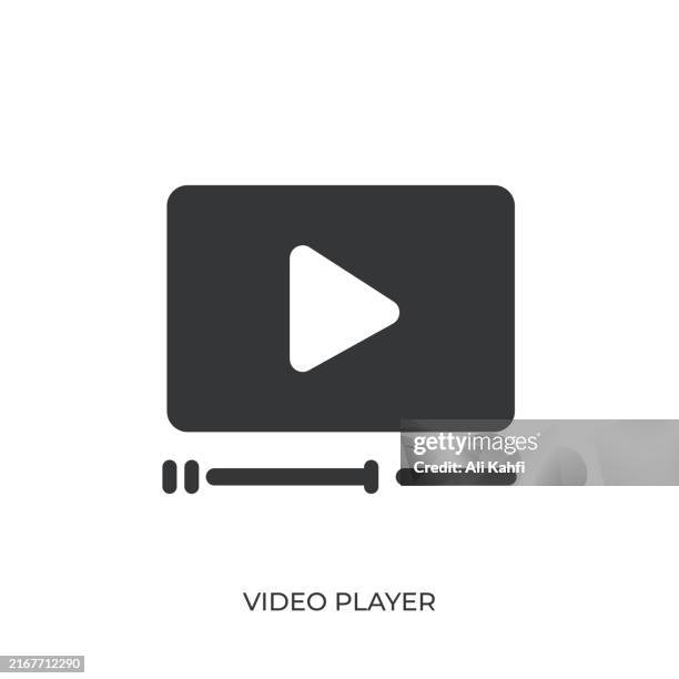 video player glyph solid icon. solid icon that can be applied anywhere, simple, pixel perfect and modern style - video player interface stock illustrations