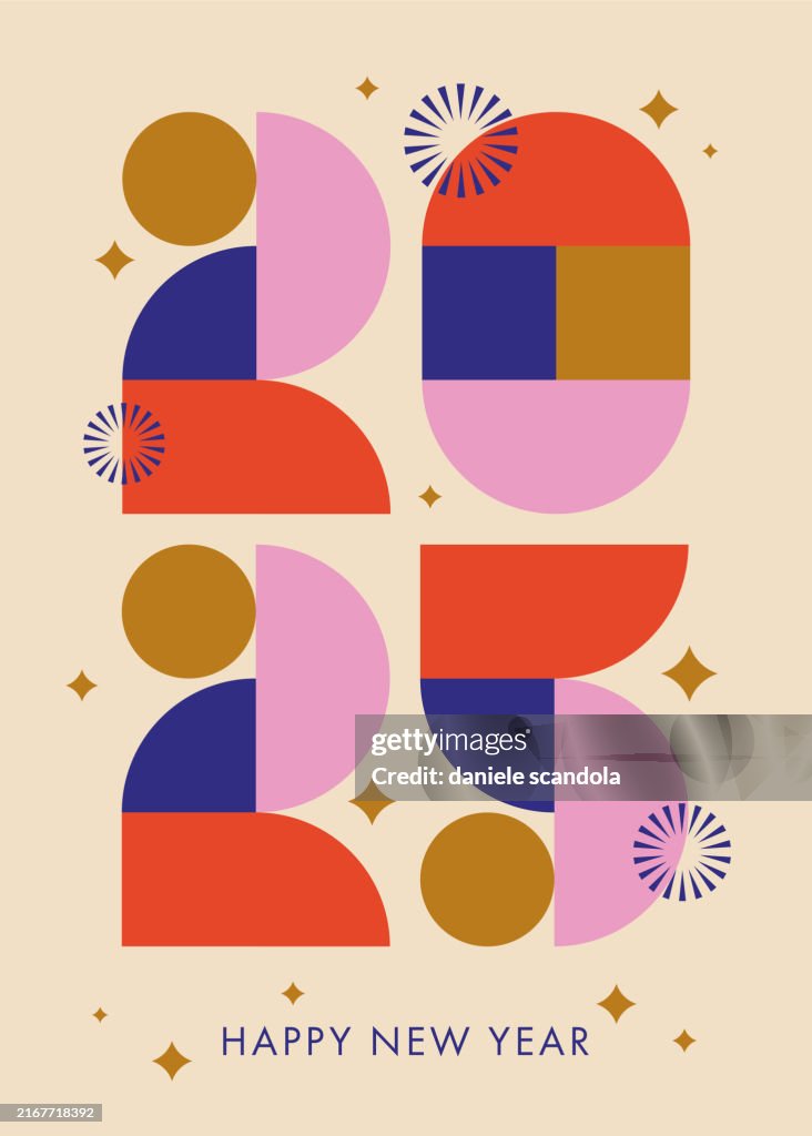 Happy New Year, poster, banner and card design.