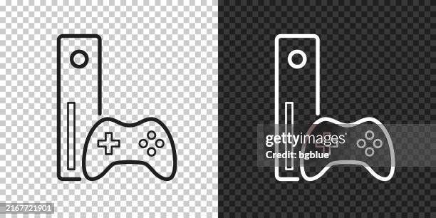 game console with gamepad. icon for design on blank background - pressing remote stock illustrations