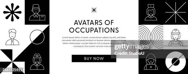 avatars of occupations web banner design - nursing background stock illustrations
