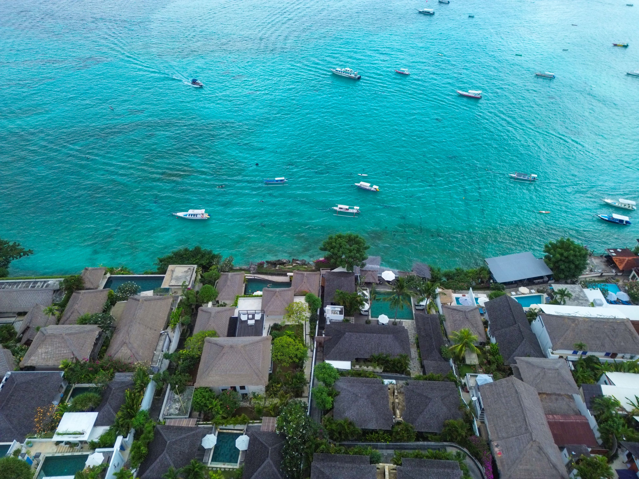Aerial view of Jungutbatu harbour in Nusa Lembongan Island, Bali, Indonesia Aerial view of Jungutbatu harbour in Nusa Lembongan Island, Bali, Indonesia