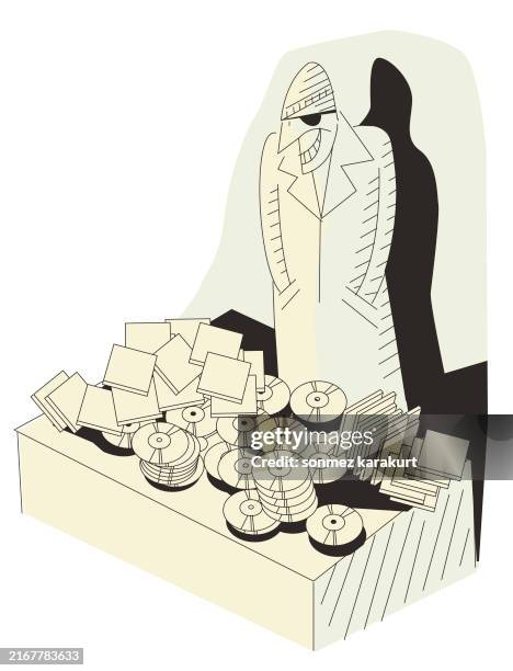 pirated electronics market - tax evasion stock illustrations