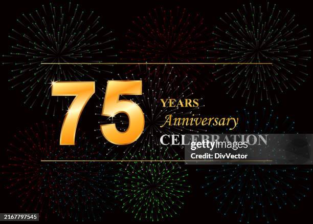seventy five years anniversary celebration background - 75 year anniversary logo stock illustrations
