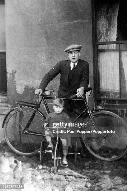 Vintage French postcard of young boy on his tricycle Vintage French postcard of young boy on his tricycle