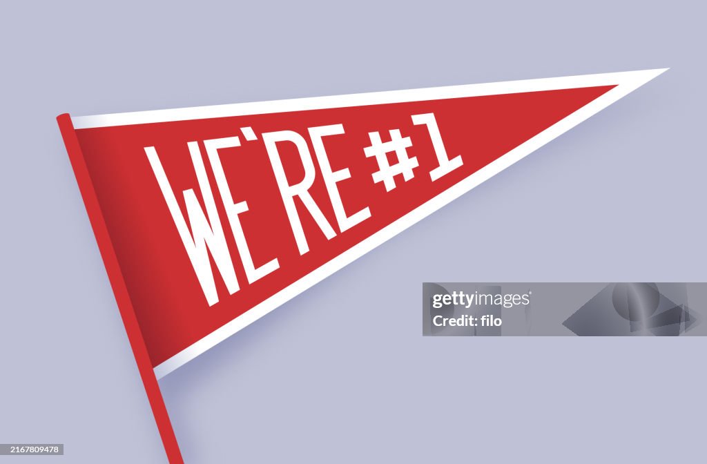 We're Number One Team Sports Cheering Pennant Flag